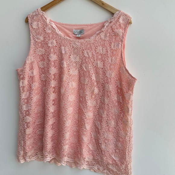 Tahari ASL Blush Pink Tank‎ Top Floral Lace Elegant Size 2X Office NWT - Picture 8 of 10